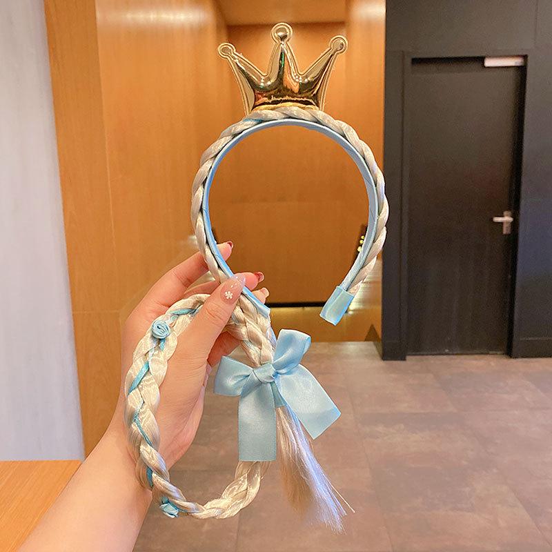 Bevroren Gevlochten Pruik & Prinsessenkroon Haaraccessoires voor Meisjes