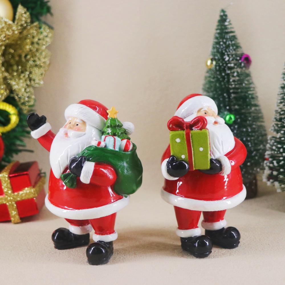 Mini Christmas Santa Figurine New Year Home Decoration Christmas Fireplace Desktop Ornament Resin Handicrafts Christmas Present