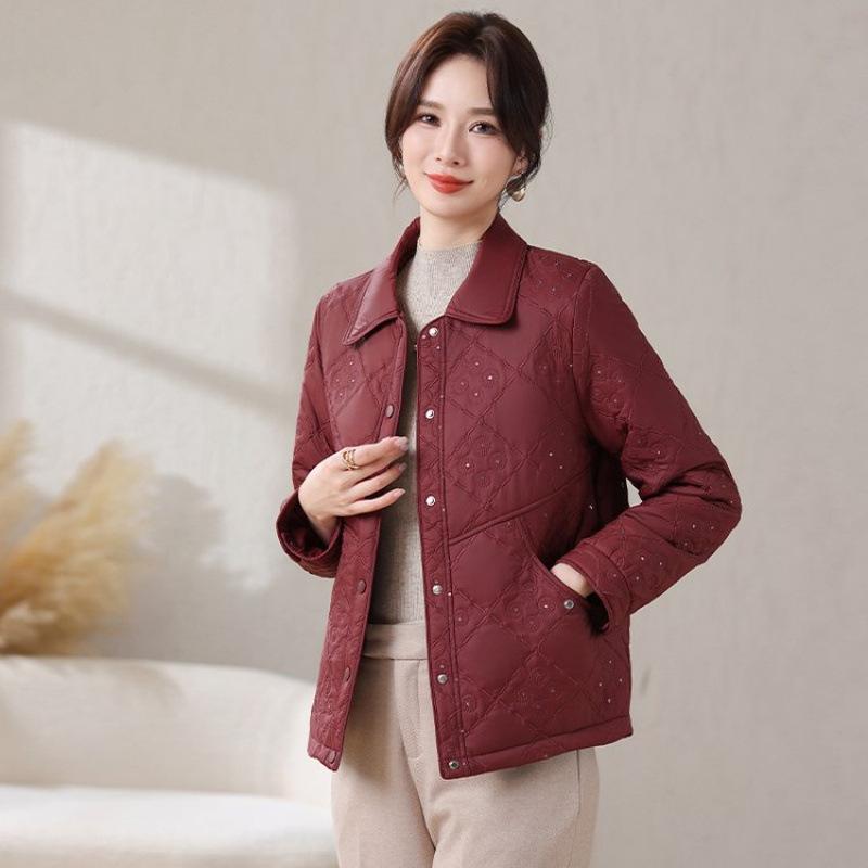 

Autumn and winter jacket padded cotton-padded jacket short women s warm lapel small cotton-padded jacket 1XL [recommended 80-50kg]