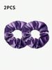 2PCS New Solid-color Velvet Zipper Large Intestine Hair Band Korean Style Fashionable Fabric Ponytail Storage Large Intestine