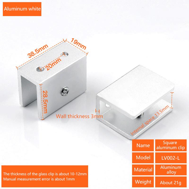 4 st Kvadratiska Glasklämmor Glasfäste Hållare Hyllklämma Aluminiumfäste Stöd För 5 mm 6 mm 8 mm 10 mm 12 mm Tjockleksskiva