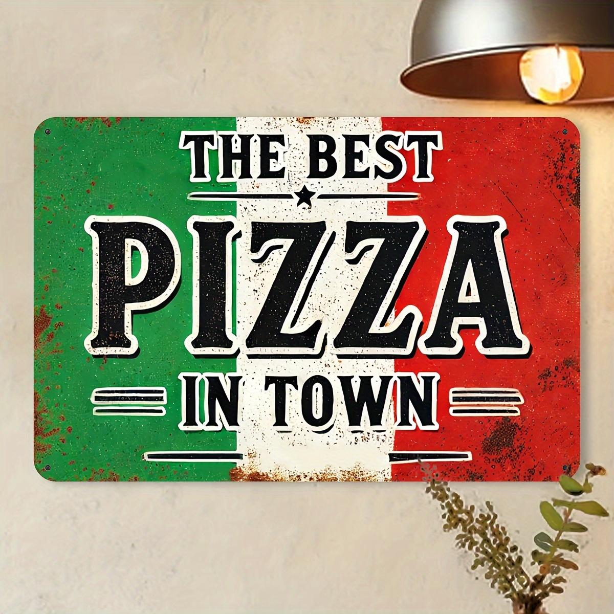 

Iron Sign The Best Pizza in Town Wall Hanging Decorative Plaque for Bar Restaurant Street Outdoor Multipurpose English 20x30cm（7.8x11.8inch）