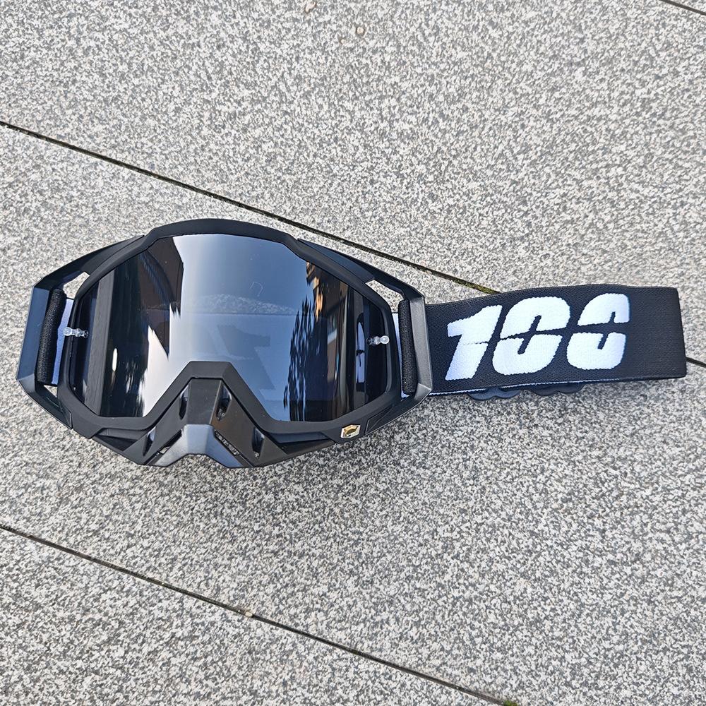 New outdoor cycling and skiing goggles, skateboard and bicycle glasses, mountaineering sports colorful sunglasses Black Frame Black Film LK