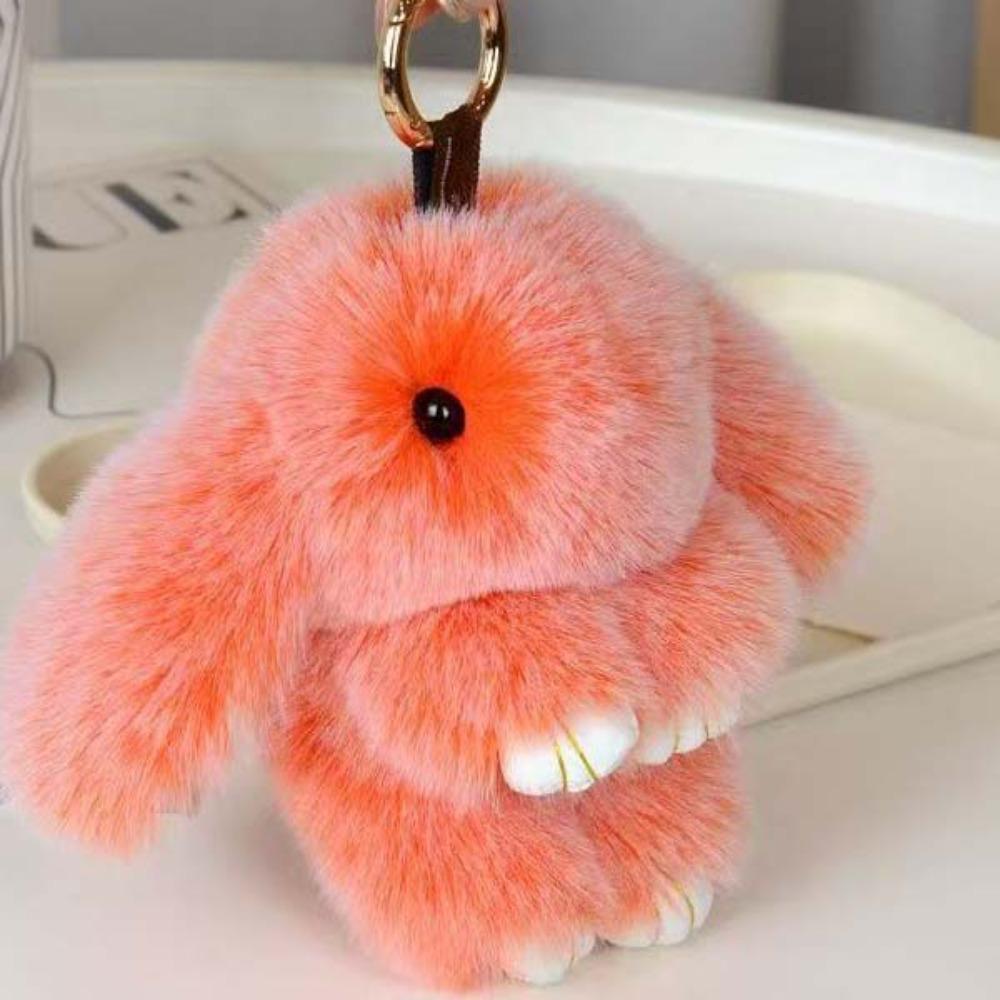 Lovely Play Dead Rabbit Doll Fluffy Plush Rabbit Pendant Rabbit Fur Keychain  Children's Toys