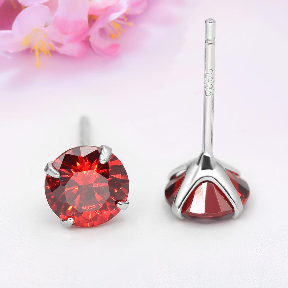 925 Sterling Silver Zircon Birthstone Earrings for Women – Simple Crystal Design