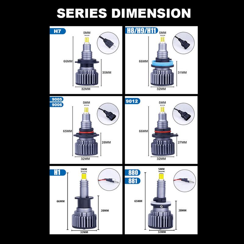 2PC 6000000LM 5500W H7 Led 360 H1 HB3 HB4 9012 HIR2 Led H11 H8 9006 9005 H27 880 881 Car Headlight Bulb Auto Fog Lamp 3D Chips