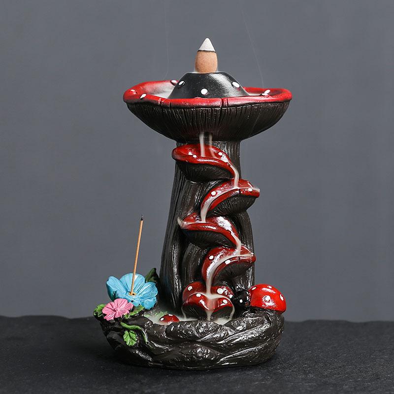 

1 шт. Смола Гриб Обратный поток Подставка для благовоний, Креативный домашний декор и Рождественский подарок (Без благовоний)