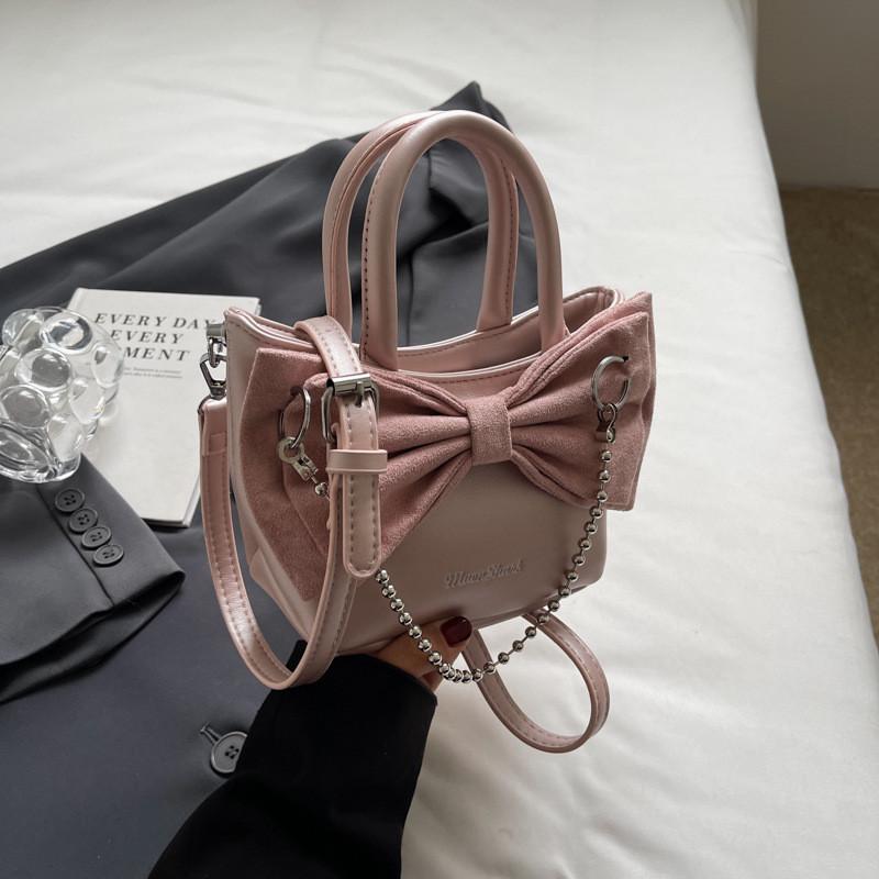 Fashionable Korean Style Butterfly Knot Handbag For Women 2023 New Small Batch Single Shoulder Bag розовый