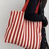 1Pcs Female Daily Shopping Bags Simple Striped Women'S Canvas Casual Shoulder Bags Fashion Large Capacity Ladies Tote Handbags