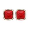 925 Silver Needle New Trendy Retro Fashion Turquoise Pattern Earrings Women's Niche Premium Temperament Crystal Red Earrings