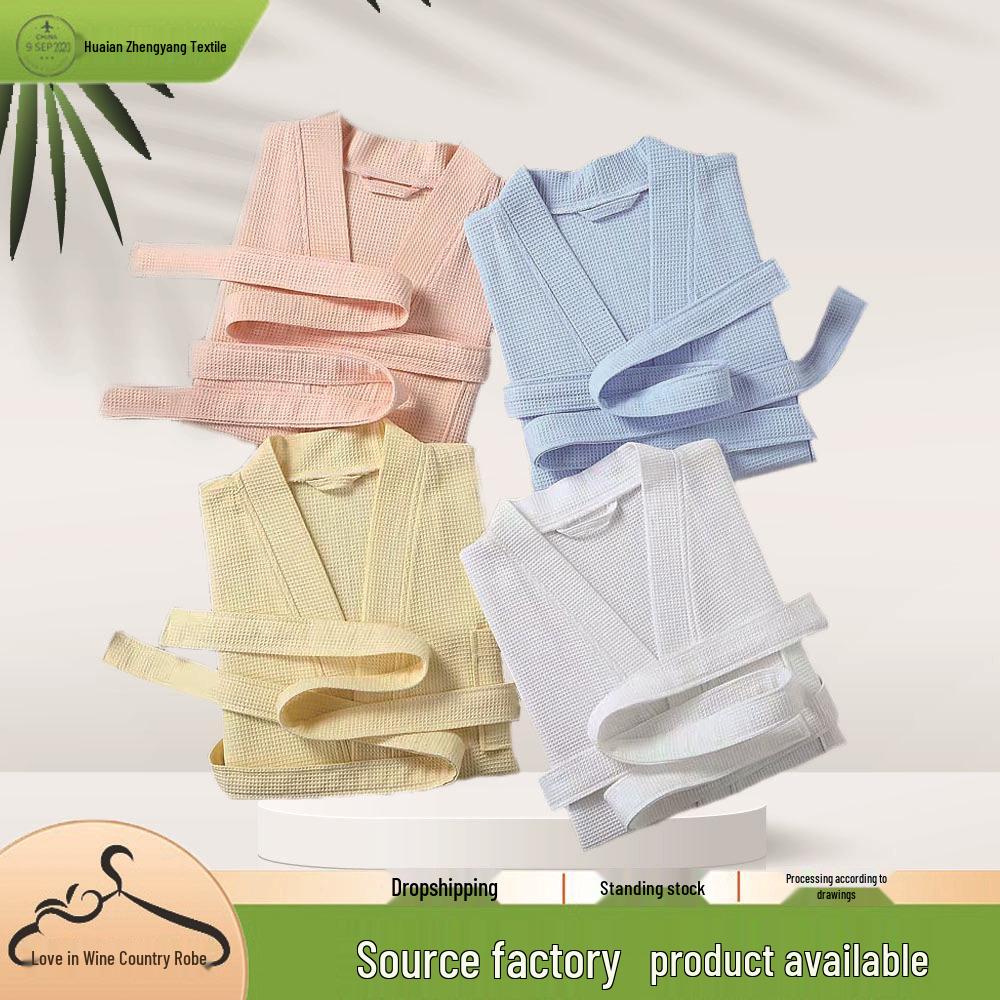 

Розкішний вафельний халат з бавовни - Унісекс, Абсорбуючий халат для готелю та спа Medium білий