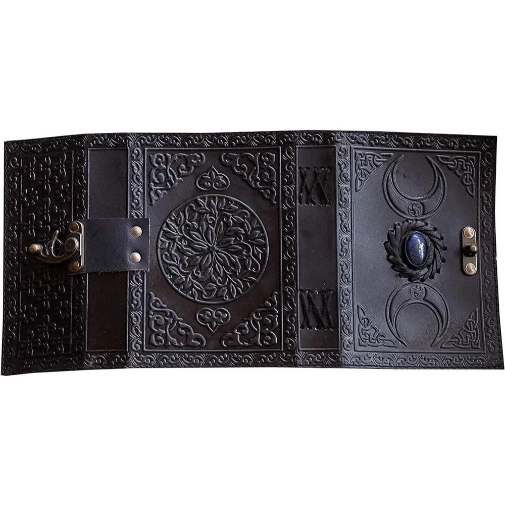 Vintage žurnálový grimoár Celtic Witch Stone Leather Book of Shadows Journal