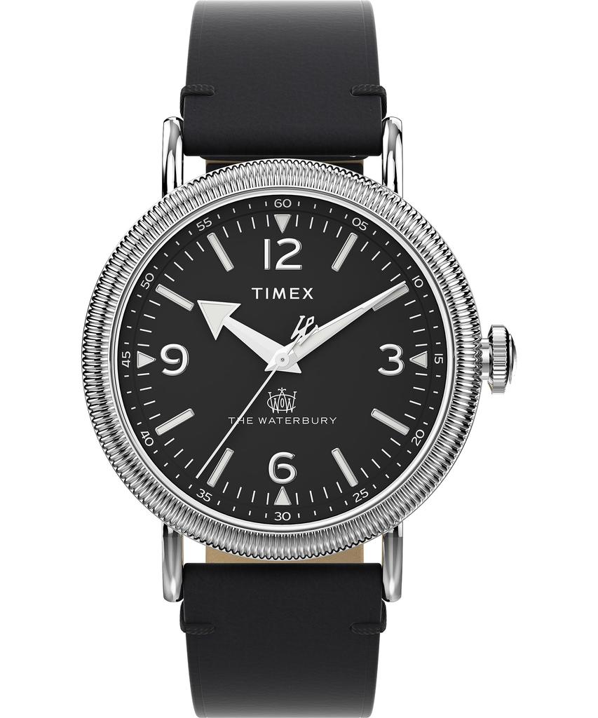 Timex Men's Waterbury Traditional 40mm Watch - Black Strap Black Dial Silver Tone Case, Black