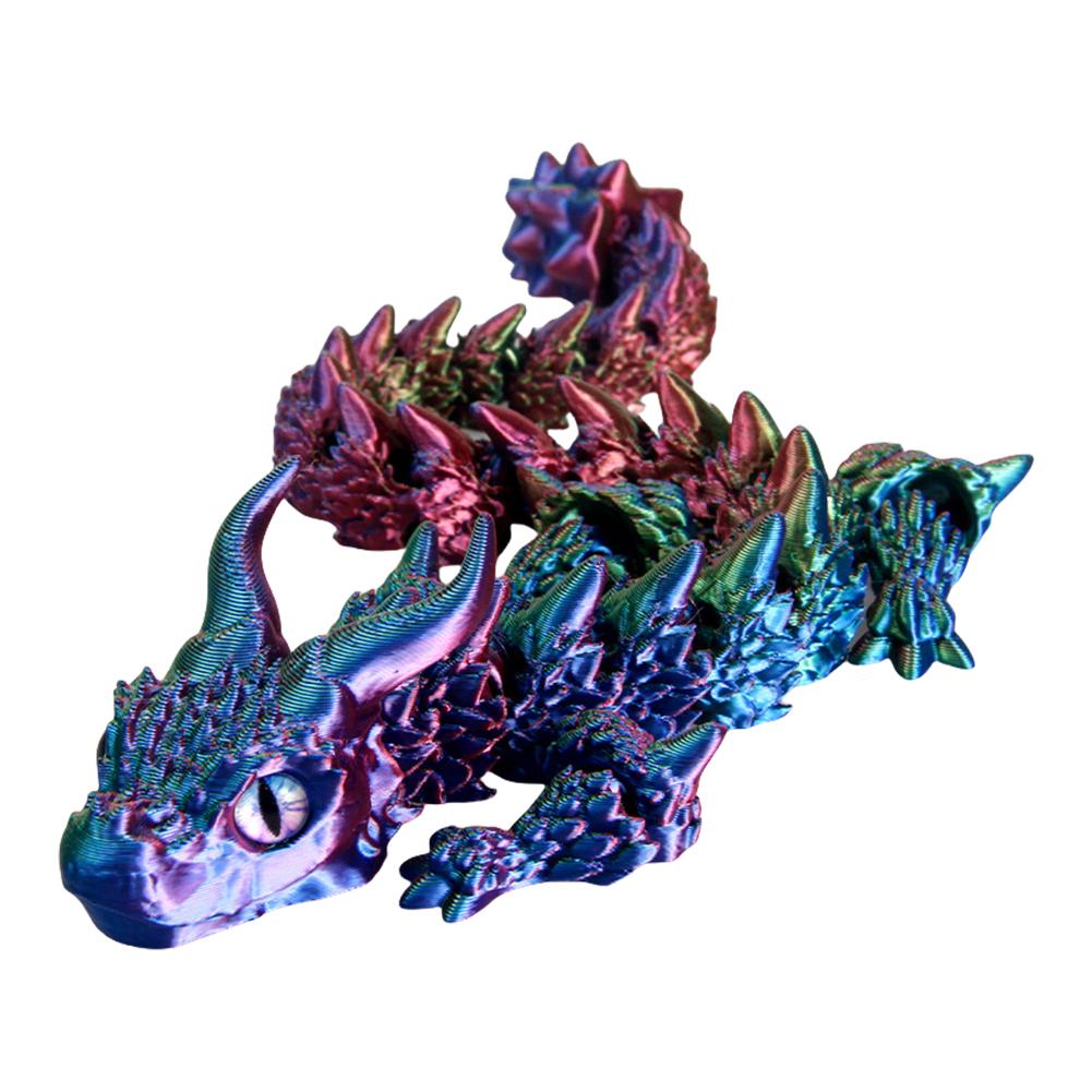 3D Printed Articulated Simulation Dragon Toy Poseable Dragon Ornament (Colored)