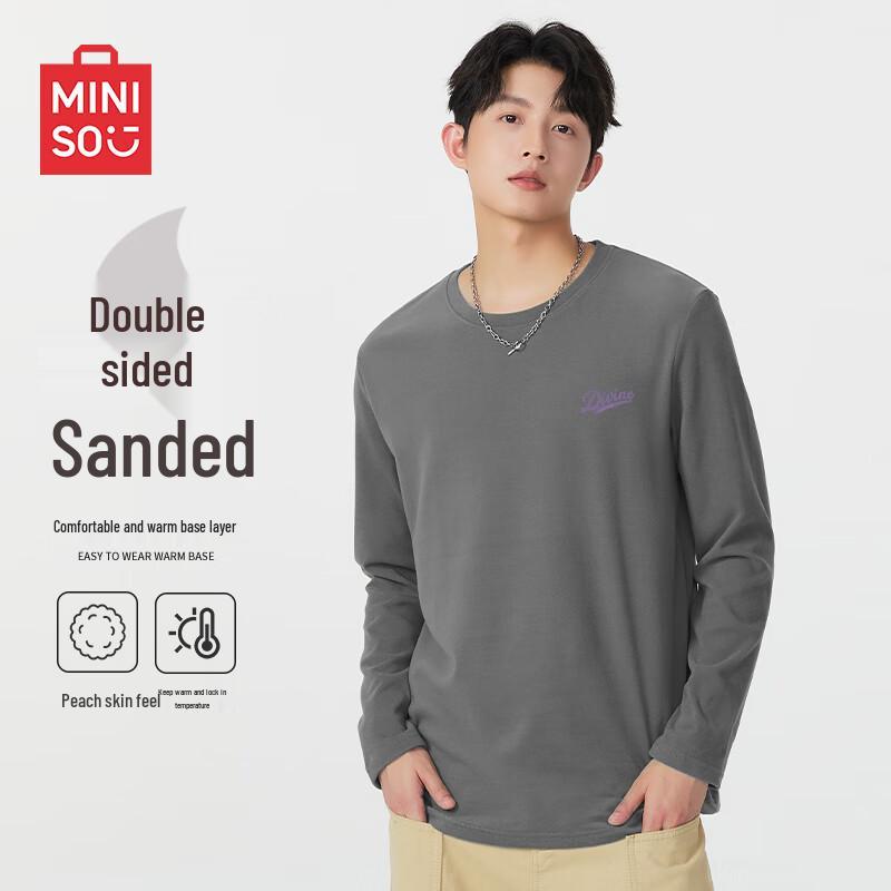 MINISO Men s Double-Sided Fleece Thermal Long-Sleeve T-Shirt M