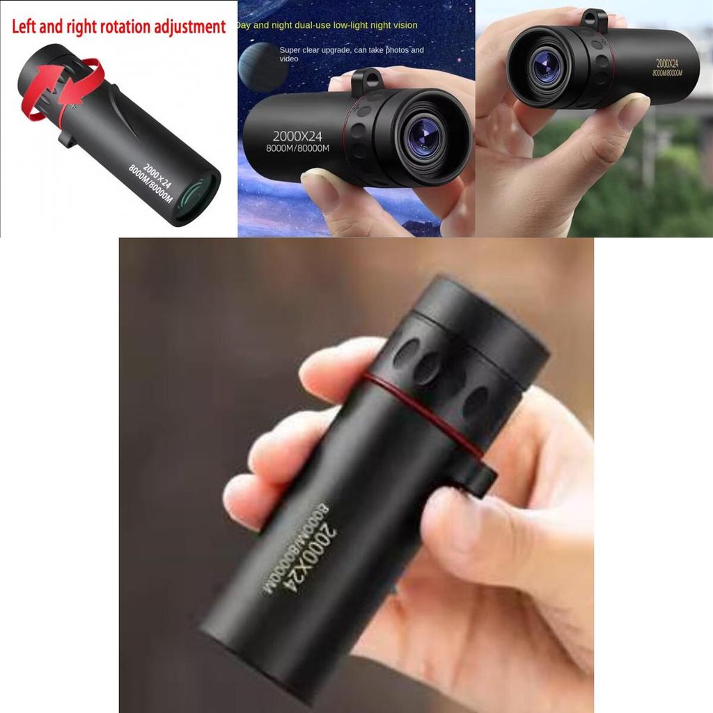 Hög effekt 2000x24 Monokulärt teleskop med universell telefonadapter för campingresor