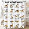 Unleash Your Feline Inner Self With These Adorable Cat Language Shower Curtains A Unique Home Decor Item Featuring Funny Illustr