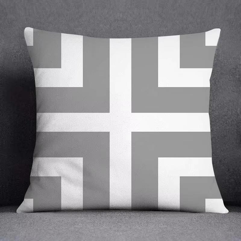 

Double Sided Gray White Geometric Cushion Cover Modern Pillowcase for Sofa and Bedroom Home Decor 45cmx45cm