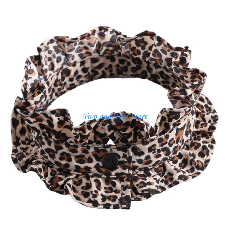 HX6F Seasonal Detachable Neckpiece  Ruffle Design Breathable  Collar Accessory цветной печати леопарда