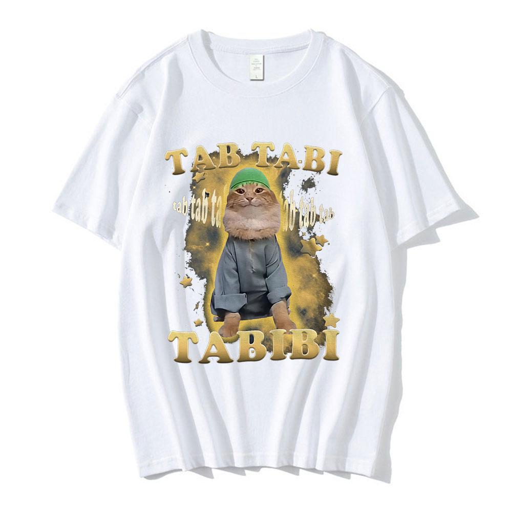 Tab Tabi Tabibi Lustiges Halal Katze Meme T-Shirt Kätzchenliebhaber Geschenk Männer Frauen Kleidung Vintage Kurzarm T-Shirt Baumwoll T-Shirts