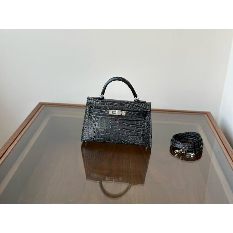 Oberleder mit Krokodilmuster, Stahlbeschläge der zweiten Generation, gängige Lokomotive, Shafi-Linie, Damen-Umhängetasche für eine Schulter