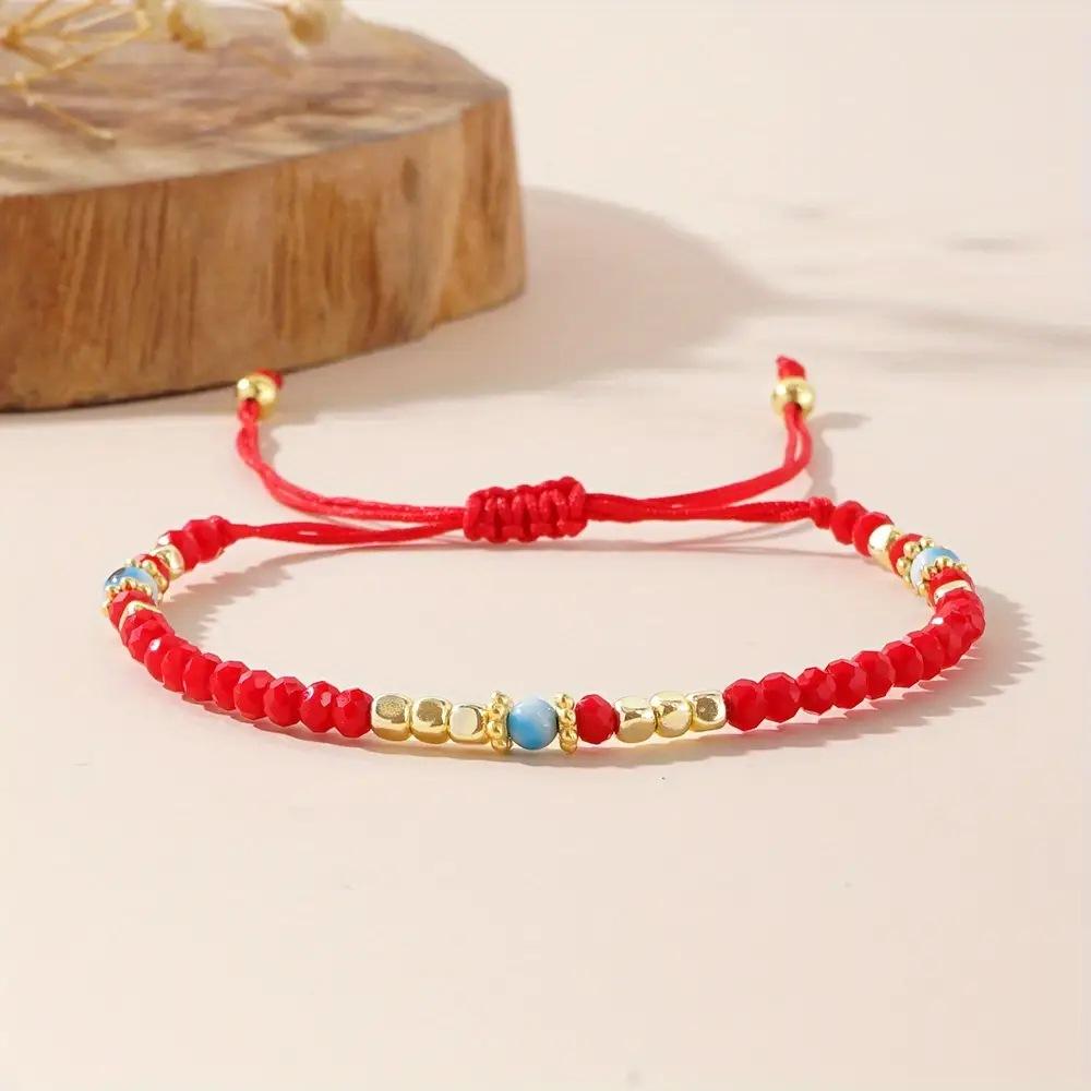 Crystal Beads Bracelets For Women Men Simple Handmade Woven Demon Red Black Rope Chain Bangle Lucky Jewelry
