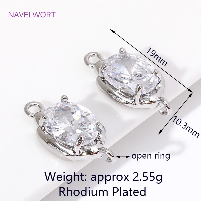 Luxury 18K Gold Plated/Rhodium with Zircon Round/Oval Charms Pendant Connector For Jewelry Making DIY Earrings Accessories