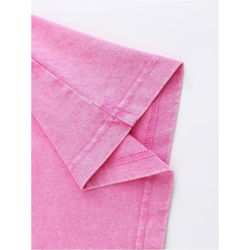 European Size Men'S Casual Vintage Distressed  Pink Short Sleeve Tee, Breathable And Moisture-Wicking, Comfortable Shirt, Ideal for Year-Round Wear