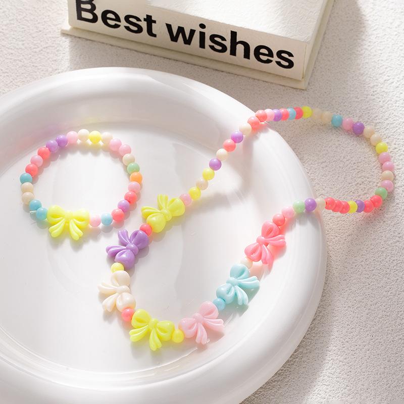Cartoon Creative Children'S Girls Jelly Five-Pointed Star Beaded Necklace Bracelet Set Dopamine Necklace