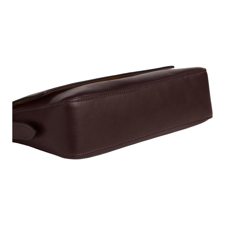 Coach Dark Brown Leather Flap Shoulder Bag with Gold Hardware for Daily Use