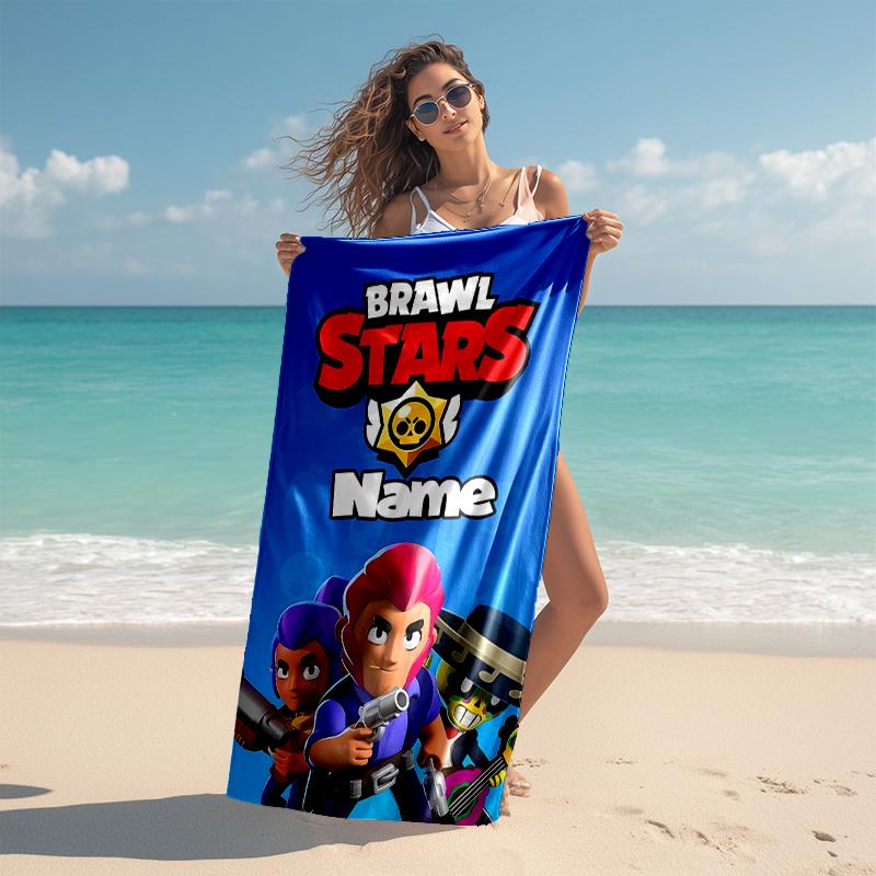 Personalized Customized Proof Beach Towel with Brawl Stars Pattern - Soft, Absorbent, Quick-drying, Perfect Swimming, Camping&bathing