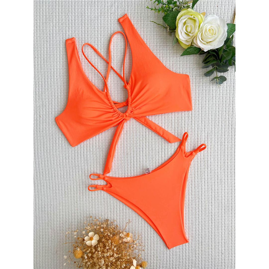 

Сексуальный бикини с v-образным вырезом и средней талией, женский купальник, женский купальник, комплект из двух частей, купальный костюм, купальный костюм для женщин L оранжевый