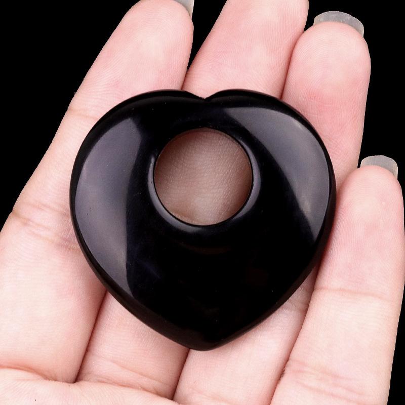 1pc 40mm Natural Stone Heart Pendant Amethyst Tiger Eye Pink Crystal Natural Stone for Women Jewelry Gift