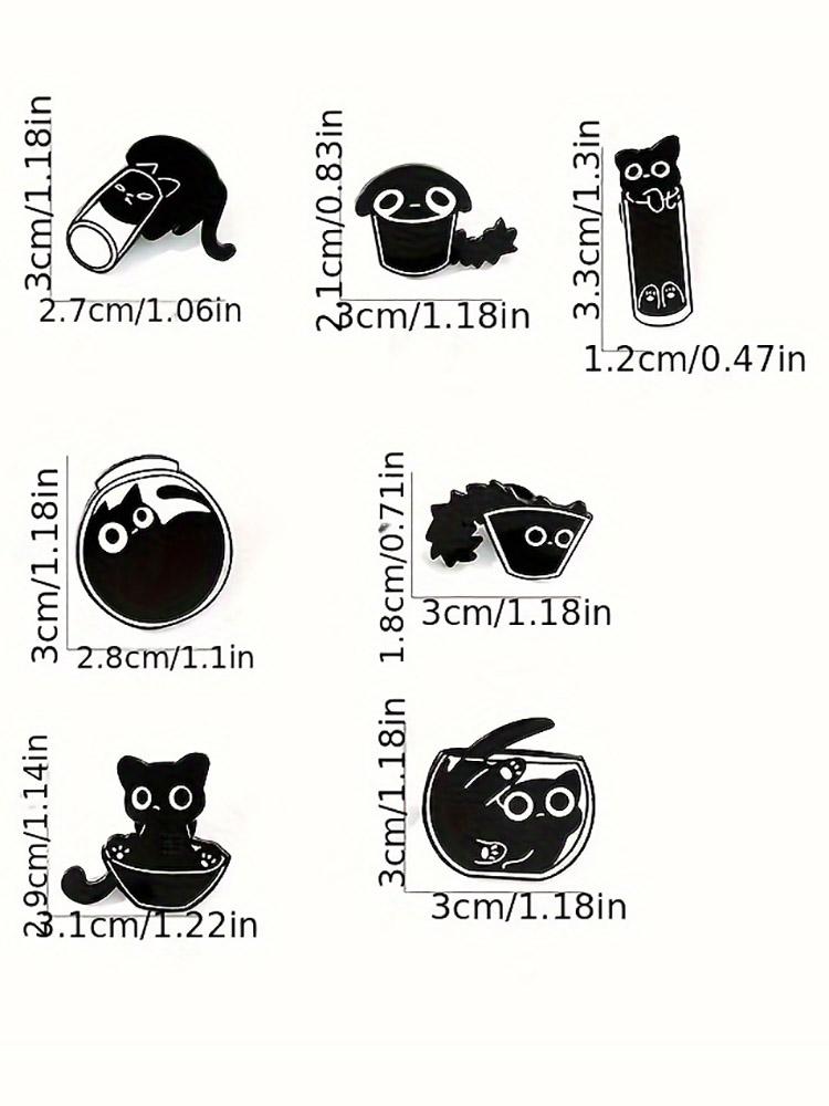 7pcs Black Cat Paint Badge Brooch Set Cute Lovely Alloy Brooch Jewelry Animal Theme Accessories Reviews 4.9 ( 4.9  from  ) All