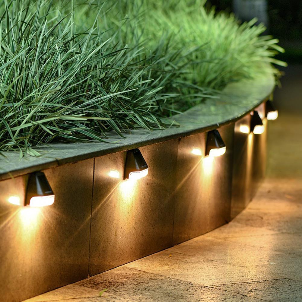 4 Pack Led Solar Deck Lights Outdoor Waterproof Step Lights Auto On/Off Fence Lamp For Stairs Step Railing Yard Patio