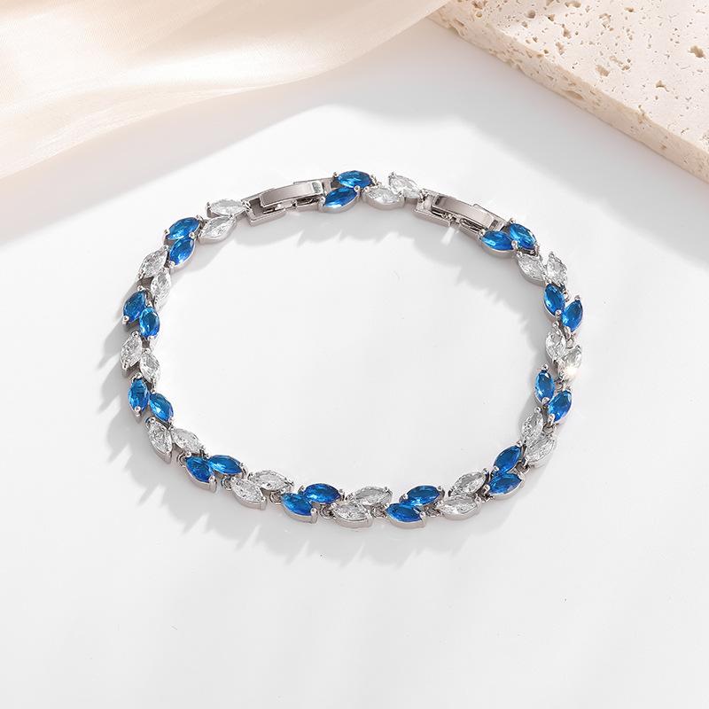 Environmentally Friendly Alloy Inlaid Zircon Small Leaf Electroplating Bracelet Femininity Hand Jewelry