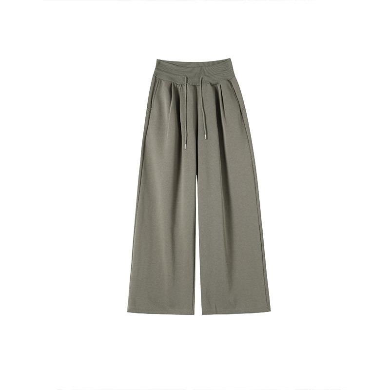 Retro casual sweatpants women's autumn new low-rise loose and thin straight drape wide-leg trousers
