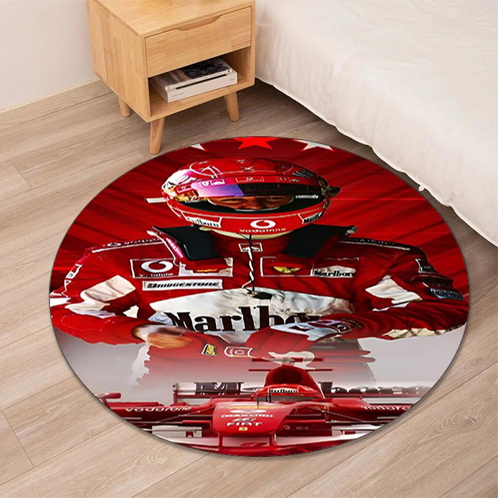 Michael Schumacher Printed Round Rug Carpet Chair Rug Area Rug Entryway Doormats,for Office Chair Living Room Bedroom Kitchen Room.