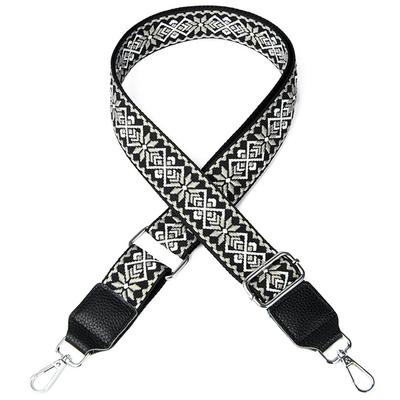 Ganve Women's Shoulder Bag Strap, Cotton and Genuine Leather with Snap Hook, Popular Thick Shoulder Strap, 4cm Wide X 140cm Long, Single Strap,