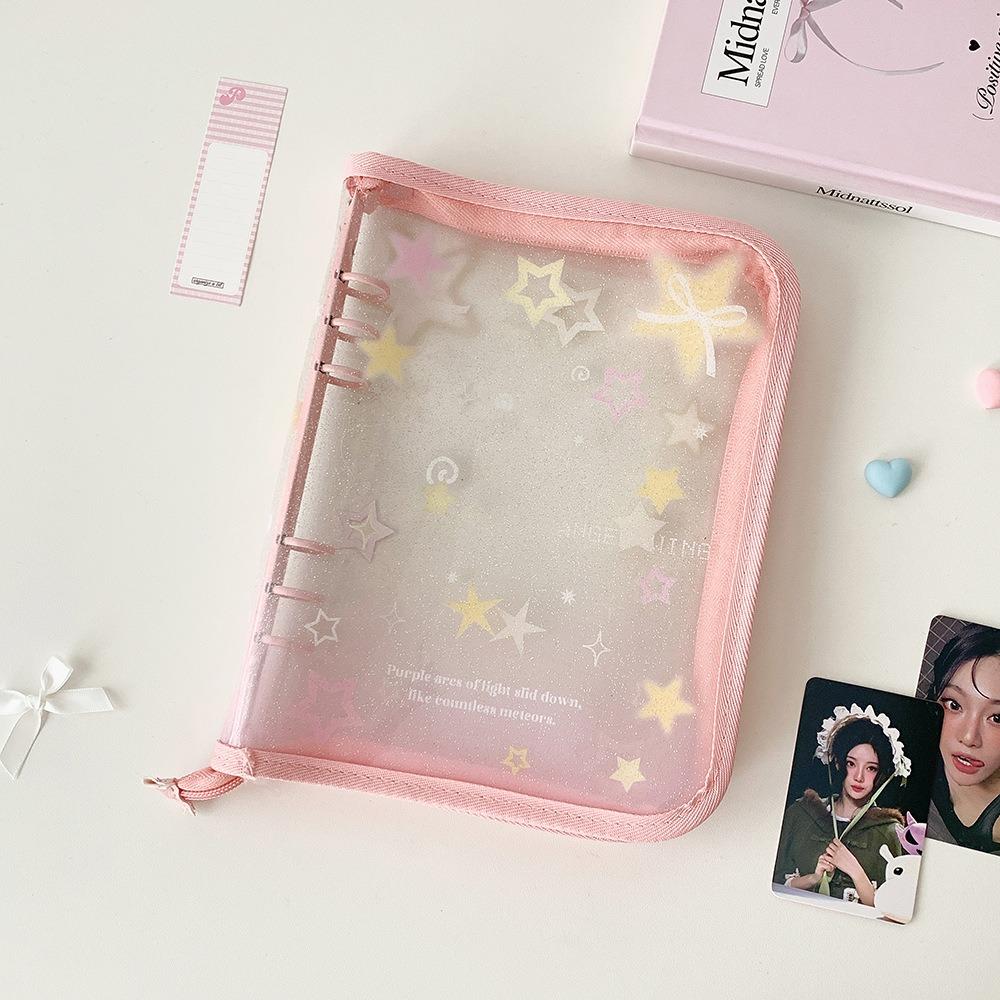 Cute PVC Loose Leaf Album Zipper Student Graduation Photos Album a5 Card Album Girl Idol Photo Storage