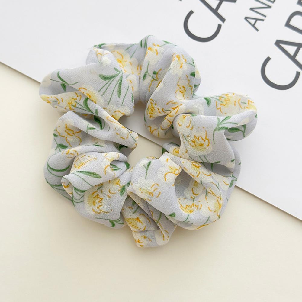 Chiffon Flower Elastic Hairbands Floral Printed Scrunchies for Hair Women Hair Accessories Ponytail Holder Hair Ties Rubber Band