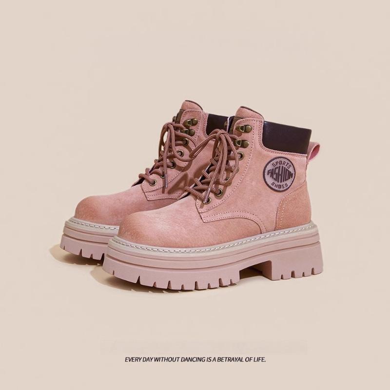 Martin Boots Women's Shoes 2025 New British Style Heightening Big Yellow Boots Small Four-season Thick-soled Short Boots