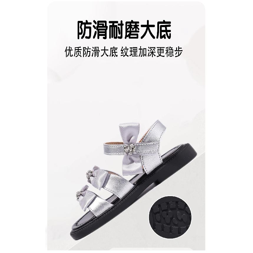 Girls' Bowknot Sandals Summer New Style Princess Shoes for Girls, Soft Sole Open-Toe Beach Shoes for Older Children