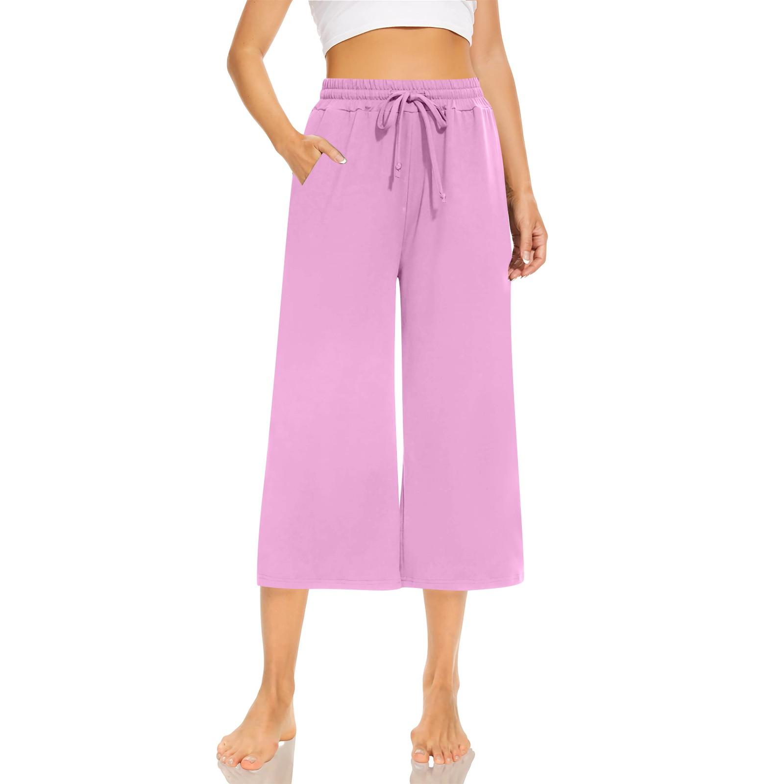 

Женские свободные укороченные брюки, широкие брюки для йоги на шнурке, удобные брюки с карманами XXXL