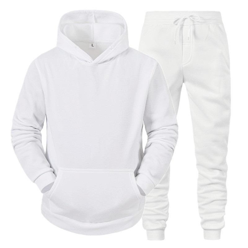 Herren 2-teiliges Trainingsanzug Set Einfarbige Kapuzenpullover Jogginghose Lässiges Sport Jogger Set