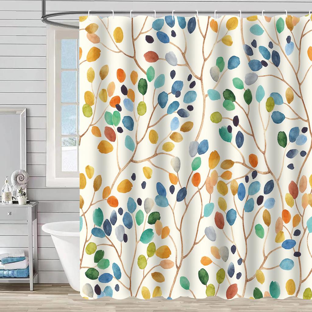 Shower Curtain Waterproof And Mildew-Proof 3D Digital Printing Plant Printing Shower Curtain Child Bathroom Partition Curtain