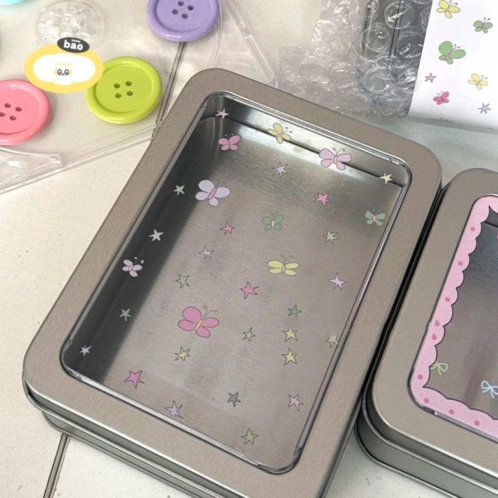 Módní Kpop Photoaced organizér Stříbrná barevná mašle Řada Psací potřeby Stolní držák Kreativní design Miniaturní úložný box