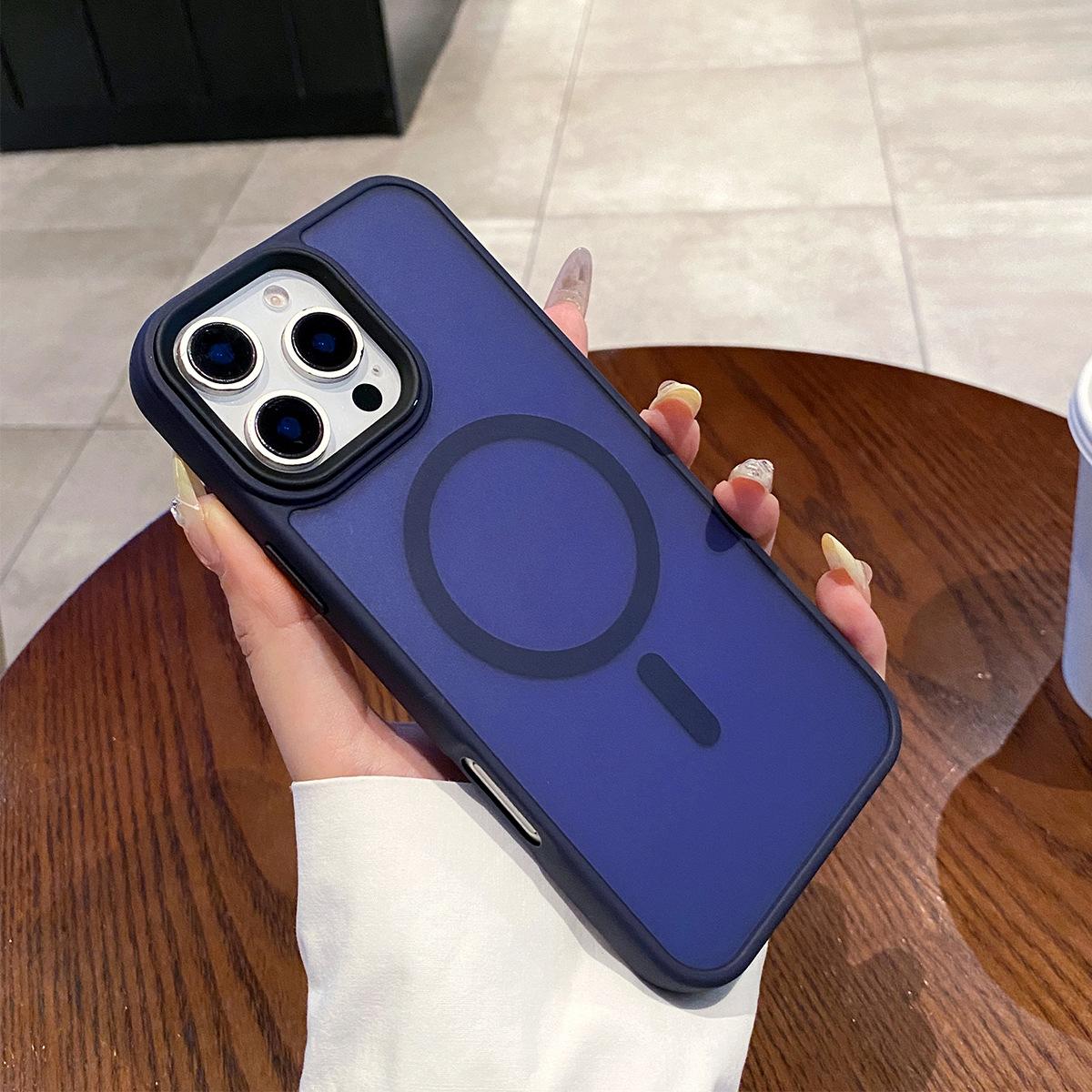 

Black Frame Matte Skin Magnetic Phone Case for Apple Magnetic Phone Case Strong Magnetic Stand Cute Creative Liquid For iphone 17PROMAX