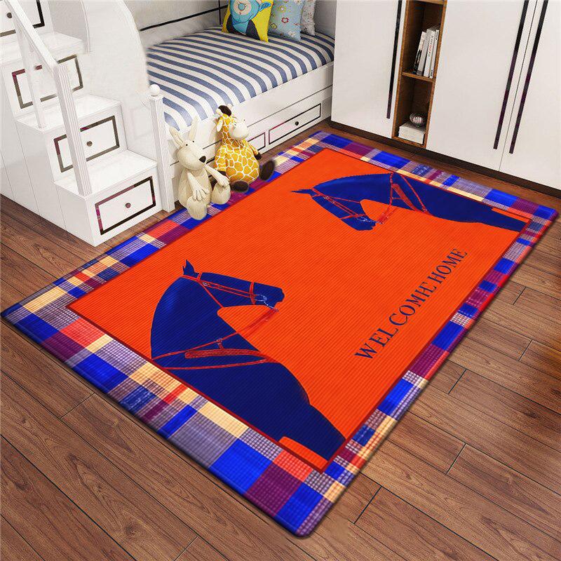 Bohemian Pony Print Rug Animal Pattern Non-Slip Carpet for Living Room Kids Bedroom Modern Home decorations Mat Baby Play Mat
