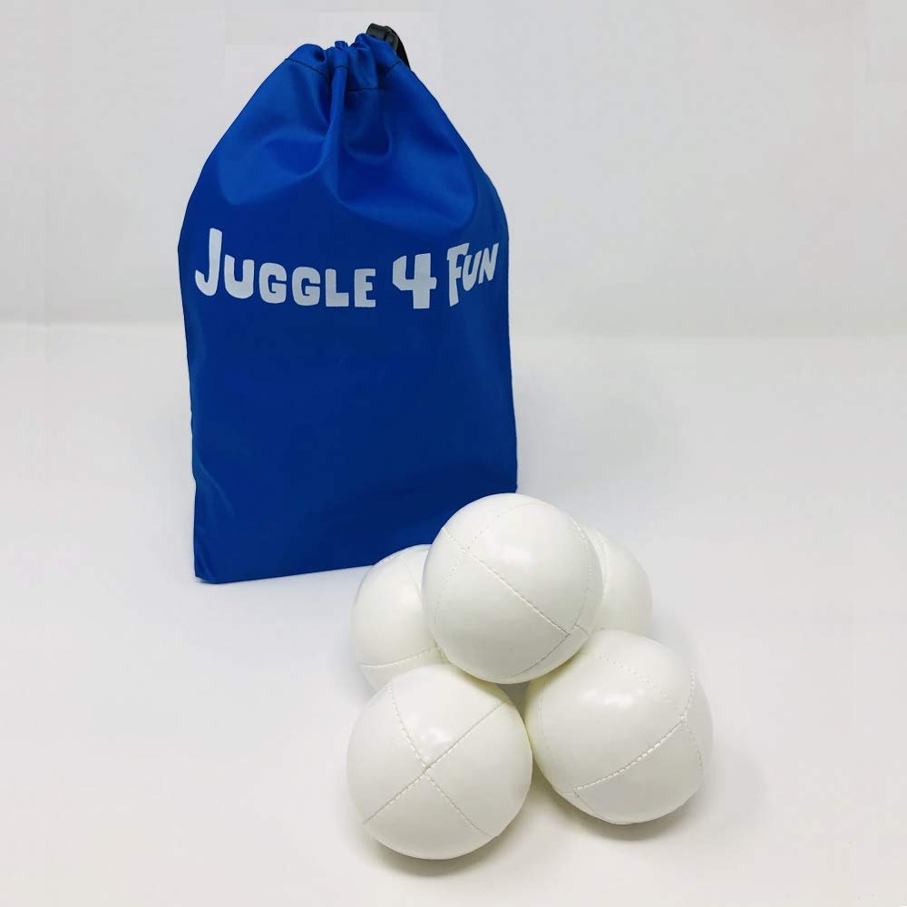 Infinity Beanbag Juggling Balls [Pro Joe] 60mm 85g JUGGLE 4 FUN (White, Set of 5)